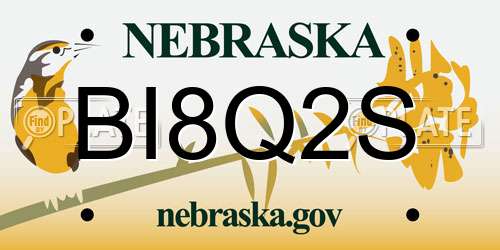 BI8Q2S Nebraska License Plate