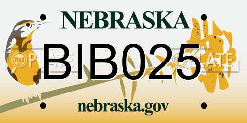 BIB025 Nebraska License Plate
