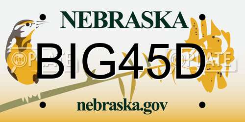 BIG45D Nebraska License Plate