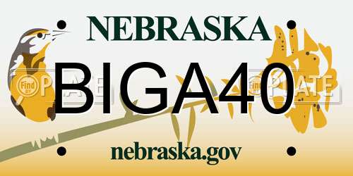 BIGA40 Nebraska License Plate