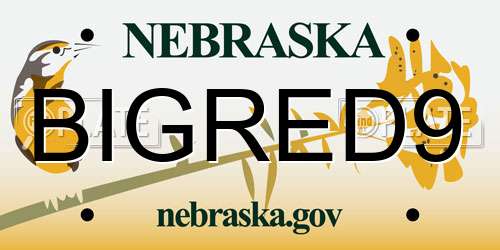 BIGRED9 Nebraska License Plate