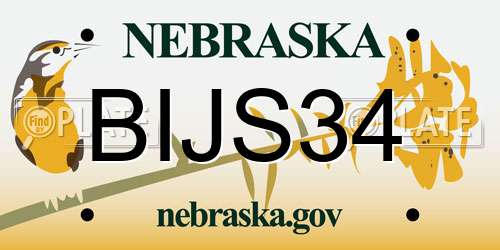 BIJS34 Nebraska License Plate