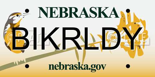 BIKRLDY Nebraska License Plate