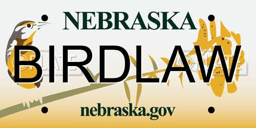 BIRDLAW Nebraska License Plate