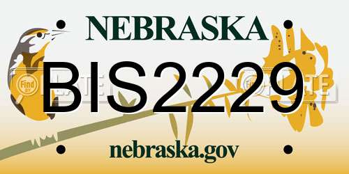 BIS2229 Nebraska License Plate