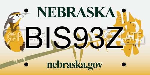 BIS93Z Nebraska License Plate