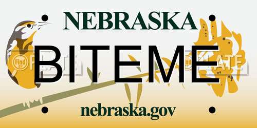 BITEME Nebraska License Plate