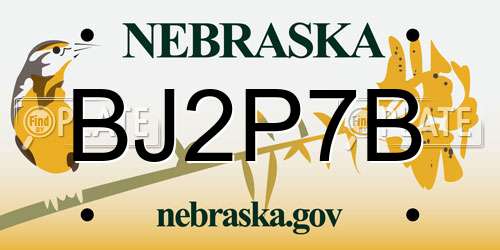 BJ2P7B Nebraska License Plate
