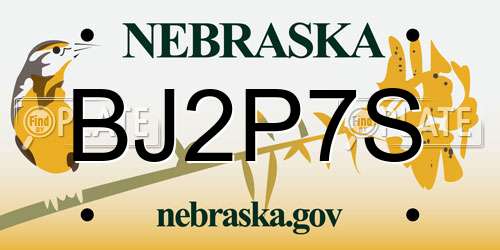 BJ2P7S Nebraska License Plate