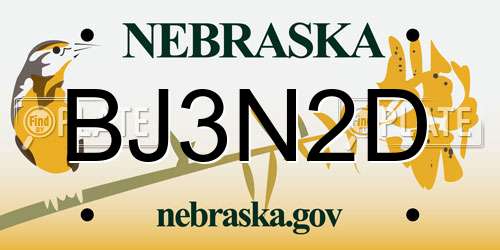 BJ3N2D Nebraska License Plate
