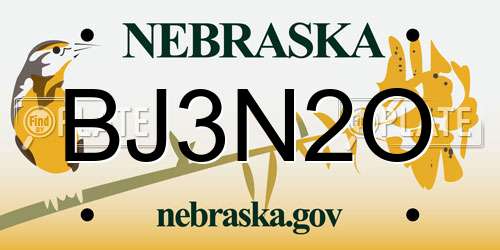 BJ3N2O Nebraska License Plate