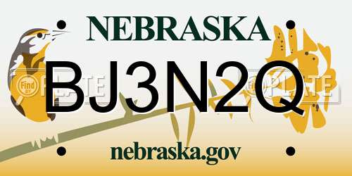 BJ3N2Q Nebraska License Plate