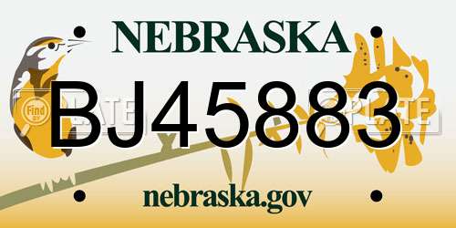 BJ45883 Nebraska License Plate