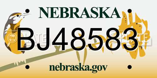 BJ48583 Nebraska License Plate