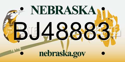 BJ48883 Nebraska License Plate
