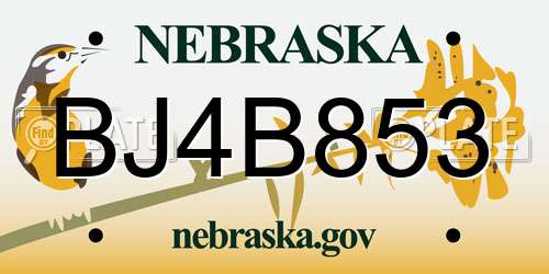 BJ4B853 Nebraska License Plate