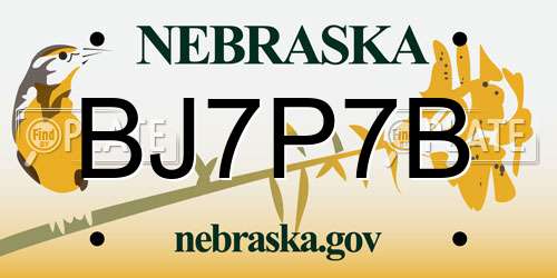 BJ7P7B Nebraska License Plate