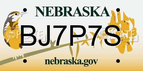 BJ7P7S Nebraska License Plate