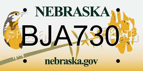 BJA730 Nebraska License Plate