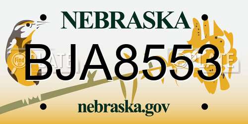 BJA8553 Nebraska License Plate