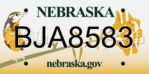 BJA8583 Nebraska License Plate
