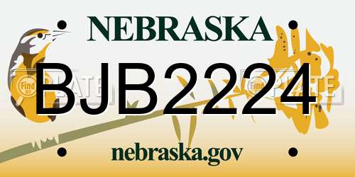 BJB2224 Nebraska License Plate