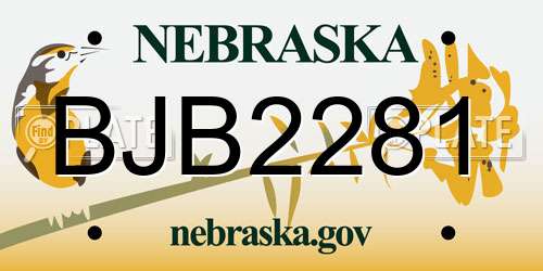 BJB2281 Nebraska License Plate