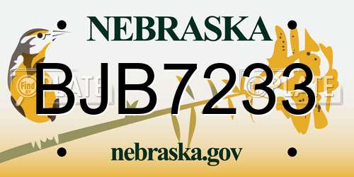 BJB7233 Nebraska License Plate
