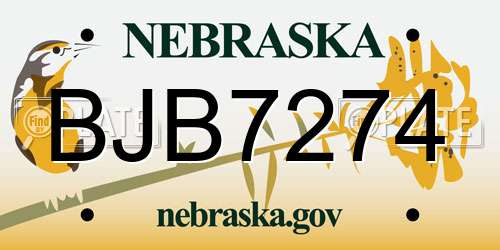 BJB7274 Nebraska License Plate