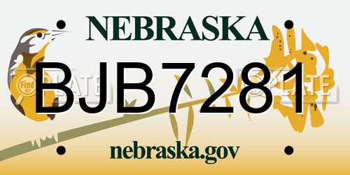 BJB7281 Nebraska License Plate