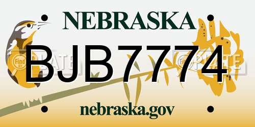 BJB7774 Nebraska License Plate