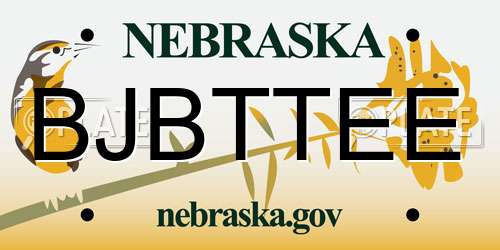 BJBTTEE Nebraska License Plate