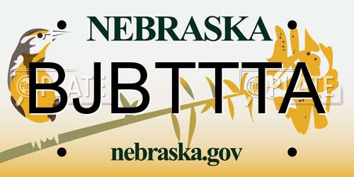 BJBTTTA Nebraska License Plate