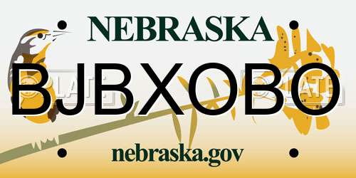 BJBXOBO Nebraska License Plate