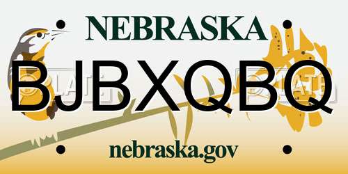 BJBXQBQ Nebraska License Plate