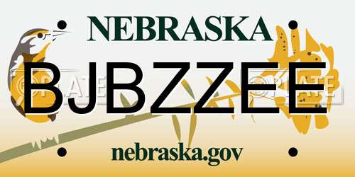 BJBZZEE Nebraska License Plate