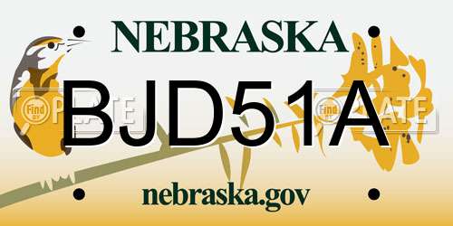 BJD51A Nebraska License Plate