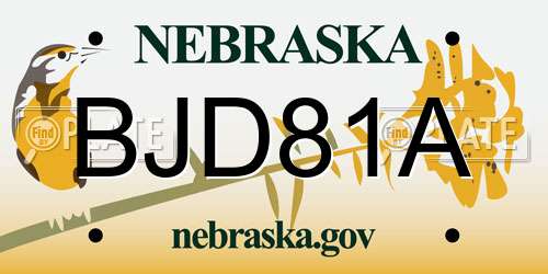 BJD81A Nebraska License Plate