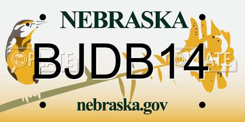 BJDB14 Nebraska License Plate