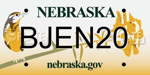 BJEN20 Nebraska License Plate