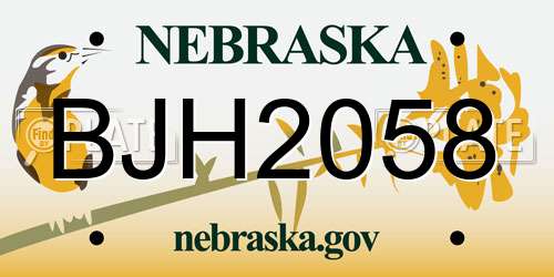 BJH2058 Nebraska License Plate