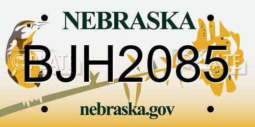BJH2085 Nebraska License Plate