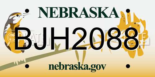 BJH2088 Nebraska License Plate