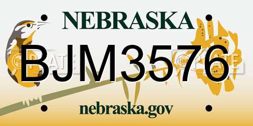 BJM3576 Nebraska License Plate