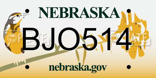 BJO514 Nebraska License Plate