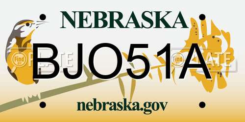 BJO51A Nebraska License Plate