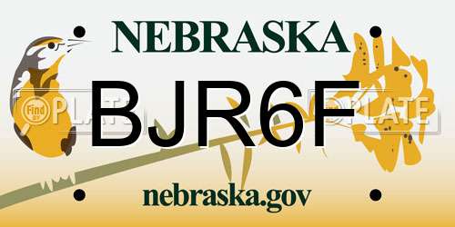 BJR6F Nebraska License Plate