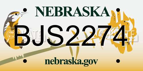 BJS2274 Nebraska License Plate
