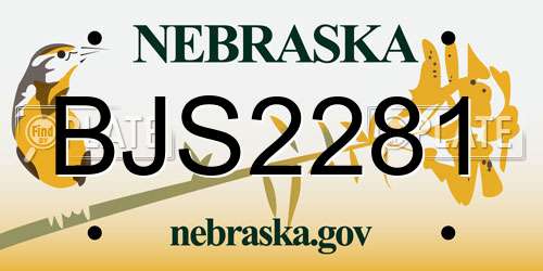 BJS2281 Nebraska License Plate