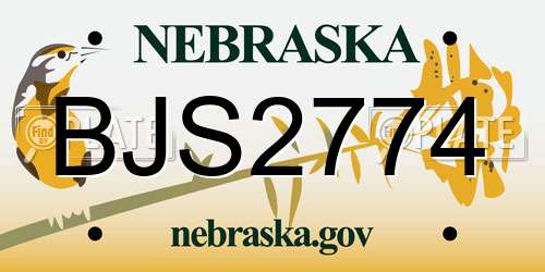 BJS2774 Nebraska License Plate